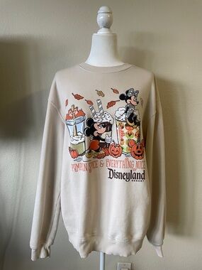 Disneyland Pumpkin Spice Mickey & Minnie Sweatshirt Size L | Fall Crewneck
